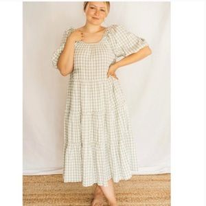 Carly Jean LA Dress - Peony Dress - Green Check Gingham Print